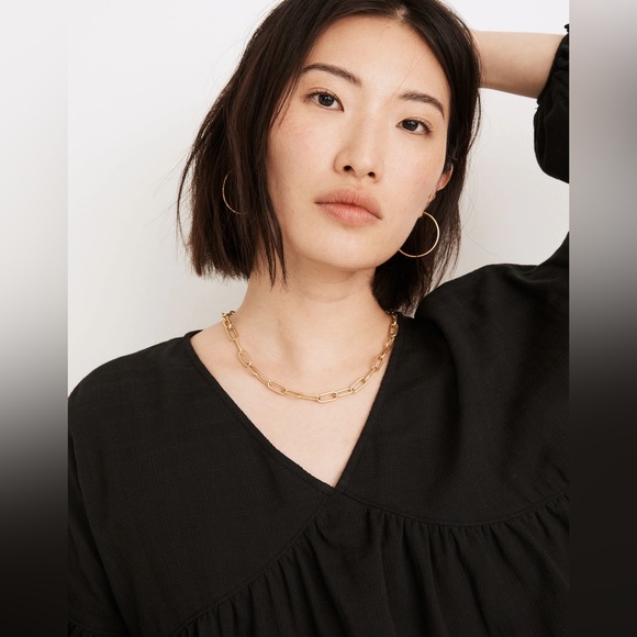 NWT Madewell Monterey Top in True Black, L - Picture 2 of 14